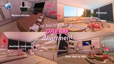 there are two pictures showing different rooms in the same house and how to build your bloxburg dream apartment