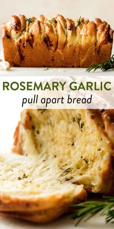 rosemary garlic pull apart bread on a cutting board