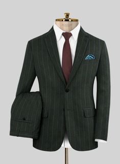 Substantially present your charming ensemble into the limelight with our Caccioppoli Orgi Green Wool Suit. Cut from pure wool fabric, our suit has a luxurious feel on your skin with its palatial effect that approaches your well-built persona in total confidence. In addition, our suit has a captivating stripe pattern with a green shade that gleams up your ensemble and promptly devises any sitch with honors. So get hold of this piece that qualifies in your needs to become the most well-dressed per