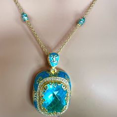 Like New. Mint Perfect Condition. Smoke And Fragrance Free Home. This Is A Stunning Piece That Has A 3-D Look. Hard To Describe The Beauty. Bundle Discount Is Available. Comes In The Original Bag And Box Pictured. Hd8** Hd28 ** Luxury Light Blue Necklace For Gift, Royal Blue Jewelry Gift, Royal Blue Jewelry For Gift, Royal Blue Jewelry For Gifts, Rectangular Light Blue Jewelry Gift, Beauty Bundle, Long Necklaces, Enamel Necklaces, Original Bags