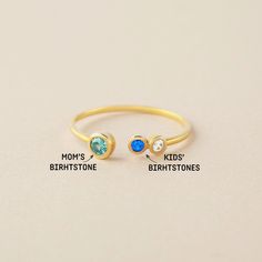 "♥ Custom Birthstone Ring ♥ Customed by kids' birthstones, this beautiful and dainty ring is a perfect gift for your mom or your loved one. P R O D U C T ∙ I N F O * Material: Solid 925 Sterling Silver * Finishing: Silver - Yellow Gold - Rose Gold * Up to 1 big stone, 5 small stones * Big stone measures approx. 1/8'' (3mm) , Small stones measure approx. 1/16'' (2mm) H O W * T O * O R D E R 1. Select the drop-down option you want 2. Please let us know the following information in the \"Add your p Personalized Birthstone Ring For Birthday Gift, Round Birthstone Ring For Birthday Gift, Round Birthstone Ring As Birthday Gift, Adjustable Birthstone Rings For Birthday Gift, Mother's Day Birthstone Ring For Promise, Adjustable Birthstone Ring For Birthday, Adjustable Birthstone Ring As Gift, Adjustable Dainty Birthstone Ring As Gift, Birthday Birthstone Ring With Gemstone