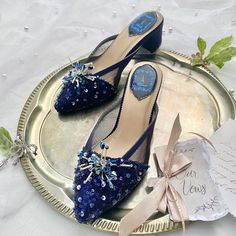 "Navy Sandals Sandals Block Heel Party Shoes 5cm Condition: 100%, soft, quality and new. Color: Navy Heel: 5cm Material: Brocade, Satin & Mesh Please include your foot size based on the measurement guide that we have included, You can also choose the type height of heels that you want. (CM is foot length from heel to toe using centimeters) NOTE FOR BUYER - If the order is received, the order cannot be canceled because the order is already in production and the shipping address cannot be changed. Indian Heels, Sepatu Wedding, Classy Shoe, Indian Sandals, Navy Party, Embroidered Heels, Navy Heels, Classic Glam, Wedding Navy