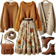 Cool Winter Fall Outfits, Fall And Winter Dress Outfits, Autumn Outfit Ideas Women, Cute Fall Outfits Colorful, Retro Fall Outfits Vintage, Gray Fall Outfit, Autumn Ireland Outfits, Casual Hufflepuff Outfit, Fall Autumn Outfit