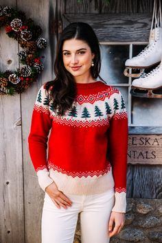 Waking up to Christmas music playing, the smell of balsam in the air, and your very own tree trimmed in the living room is what the season is all about. This warm holiday feeling is the inspiration behind our Merry & Bright Sweater. A simple, classic design for a simple, classic Christmas that can't be beat. Produc Bright Sweater, Christmas Tree Sweater, Retro Christmas Tree, Trendy Christmas Outfits, Monogram Outfit, Tree Sweater, Music Playing, Red Christmas Tree, Holiday Vibes