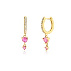 PRICES MAY VARY. 【Exquisite Design】The Dangle hoop earrings is composed of zircon small hoop earrings and two AAA+ Pink cubic zircons which is very shiny.The special design makes it stand out in your jewelry,wearing it will make you more elegant and beautiful. 【Hypoallergenic Material】Small gold hoop earrings is made of 925 sterling silver post and 14K gold plated brass,exquisite electroplating technology makes gold earrings appear smooth and translucent,good choice for sensitive ears. 【Perfect Classy Jewelry Earrings, Pink And Gold Jewelry, Cute Earrings Gold, Hoco Jewelry, Amazon Earrings, Pink And Gold Earrings, Gold Earrings Hoops, Real Gold Earrings, Drop Gold Earrings