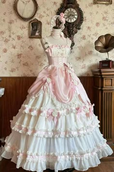 Pink Cute Dress Aesthetic, Princess Dress Inspiration, Sweet Aesthetic Outfits, Pretty Long Dress, Pink Princess Dress With Ruffled Skirt, Pink Sleeveless Dress With Ruffled Skirt, Sleeveless Pink Dress With Ruffled Skirt, Princess Style White Dress For Tea Party, Sweet Pink Dresses For Garden Party