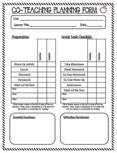 a printable worksheet for teaching with the text, ccc - teaching planning form