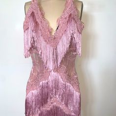 This Pink Number Has Lace Cutouts And Fringe Details Perfect For A Party Where You Plan To Dance And Move! Size Small Fits Sizes 4-6 Color Dusty Pink Never Worn Unfortunately Bought This Right Before Getting Pregnant No Rips Or Flaws 1920s Prom Dress, Pink Fringe Dress, Pink Flapper Dress, Before Getting Pregnant, Fringe Clothing, Pink Party Dress, Love Drama, Pink Party Dresses, Tassel Dress