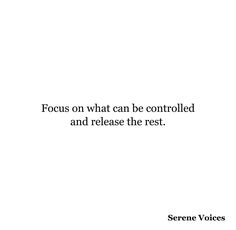 the quote focus on what can be controlled and release the rest