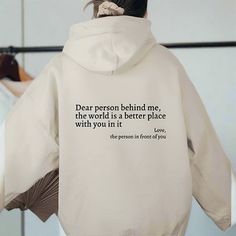 Embrace the chill in the air with the Inspirational Message Oversized Hoodie, a garment that combines warmth and a positive message. This cozy hoodie is not just for warmth; it’s a medium for spreading positivity, featuring a thoughtful message aimed at brightening someone's day. Specifications: Material: Constructed from a blend of cotton and polyester, this hoodie is both durable and comfortable to the touch. Special Features: This hoodie comes with a broad hood, generous sleeves, and a practi Long Sleeve Hoodie With Text Print For Loungewear, Winter Hoodie With Text Print And Relaxed Fit, Relaxed Fit Text Print Hoodie For Loungewear, Relaxed Fit Hoodie With Letter Print For Leisure, Relaxed Fit Letter Print Hoodie For Leisure, Relaxed Fit Slogan Hoodie For Loungewear, Oversized Comfortable Hoodie With Letter Print, Oversized Hoodie With Letter Print, Comfortable, Inspirational Winter Sweatshirt With Relaxed Fit