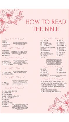 the book how to read the bible, with pink flowers and red lettering on it