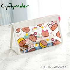 Cyflymder Cute Bear Animal Transparent Pencil Case For Office Large Capacity Bag Material Escolar Cute White Pencil Case For Students, White Portable Pencil Case For Back To School, White Portable Pencil Case For School, Portable White Pencil Case For School, Cute Pencil Shaped Pencil Case For Students, White Portable School Pencil Case, Cute White Pencil Case For Study, White Stationery Zipper Pouch For Study, Back To School White Pencil Case With Pen Holders