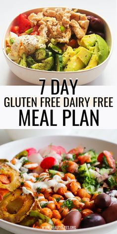 the 7 day gluten free dairy - free meal plan is full of fresh vegetables and meats