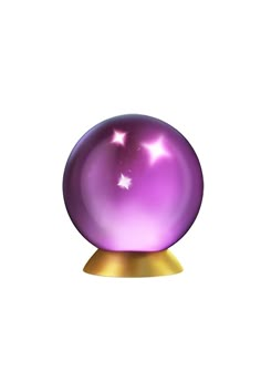 a purple ball sitting on top of a gold base with stars in the sky above it