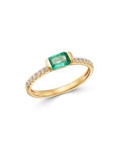 Bloomingdale's Emerald & Diamond Ring in 14K Yellow Gold - 100% Exclusive Timeless 14k Yellow Gold Emerald Ring, Timeless Emerald Ring In 14k Yellow Gold, Timeless Yellow Gold Emerald Ring In 14k Gold, Yellow Gold Emerald Ring With Diamond Accents, Baguette Cut, 14k Stamped Yellow Gold Emerald Ring, Fine Jewelry Emerald Ring In 14k Yellow Gold, Fine Jewelry 14k Stamped Yellow Gold Emerald Ring, Hallmarked Yellow Gold Diamond Ring With Emerald Cut, Emerald Cut Hallmarked Yellow Gold Diamond Ring