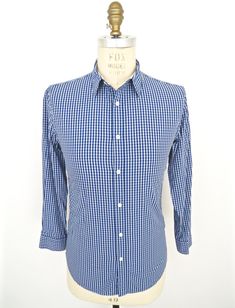 "\"Renaissance Man\" vintage dress shirt by DKNY in blue-on-light-blue check patterned 100% cotton--Beautiful condition! SIZE: Tagged Men's Small MEASUREMENTS*: Shoulder: 17\" Chest (underarm to underarm): 19\" Waist: 18\" Length (base of back collar to back hem): 29\" Sleeve (outside shoulder seam to sleeve): 23\" Neck: 15-15.5\" *All measurements taken seam-to-seam lying flat and should be doubled where applicable, i.e., chest, waist. Label: DKNY Jeans Color: Blue & Light Blue (Check) with Check Shirt Man, Vintage Shirt Dress, Check Dress Shirt, Cardigan Sweater Vest, Dkny Jeans, Wool Flannel, Stripe Silk, Men Vintage, Blue Check