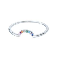 Our Rainbow Arch ring will add the perfect splash of color to your ring stack and looks equally cool worn solo. A beautiful symbol to celebrate love, hope and inclusion. Available in gold or silver. DETAILS 14kt gold plated or sterling silver sizes 5-12 available 1.5mm band Looks beautiful stacked with our opal solitaire ring Modern Rainbow Round Jewelry, Modern Round Rainbow Jewelry, Rainbow Sterling Silver Promise Ring, Rainbow 14k Gold Stackable Jewelry, Rainbow Sterling Silver Rings As Gift, Rainbow 14k Gold Rings, Rainbow 14k Gold Round Rings, Sterling Silver Stackable Initial Ring, 14k Gold Silver Stackable Rings With Birthstone