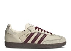 Wmns Samba OG 'Wonder White Maroon' - Adidas - IG1987 - wonder white/maroon/putty grey | Flight Club Maroon Sambas, Burgundy Sambas, Maroon Adidas, Off White Dunk, Maroon Shoes, Kobe Lebron, Samba Shoes, Jordan Yeezy, Things I Wanna Buy