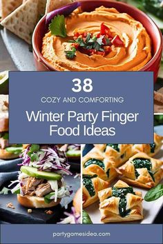 winter party finger food ideas with text overlay