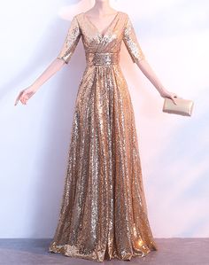 Gold Mermaid Wedding Dress, Sequin Dress Gold, Womens Sequin Dresses, Sequin Dress Outfit, Party Dresses With Sleeves, Plus Size Sequin Dresses, Plus Size Sequin, Long Sequin Dress, Gold Mermaid