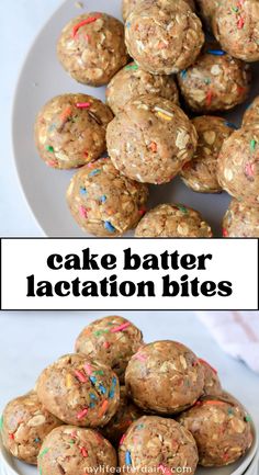 Introducing our mouthwatering Cake Batter Lactation Bites! These scrumptious, no-bake energy bites are perfect for nursing moms looking for a healthy snack. Not only are they vegan and dairy-free, but they're also packed with essential nutrients to support your breastfeeding journey like oatmeal, brewers yeast, and ground flax. Try this simple recipe and give your body the nourishment it needs while satisfying your sweet tooth! Breast Feeding Snacks For Mom, Cake Batter Lactation Bites, Wic Approved Recipes, Lactation Energy Bites, Lactation Bites No Bake, Lactation Balls Without Brewers Yeast, Post Party Meal Prep, Protein Balls For Breastfeeding, Breastfeeding Protein Balls