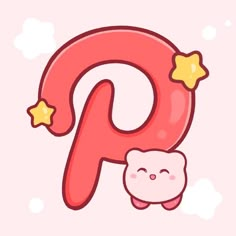 the letter p is for piggy with stars on it's ears and nose