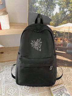 Bird in Bag - Trendy Student Backpack with Spider Web Print Geometric Halloween, Travel Christmas Gifts, Aesthetic Backpack, Travel Rucksack, Essential Accessories, College Bags, College Backpack, Backpack For Women, Tomboy Outfits