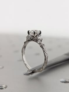 a close up view of a diamond ring