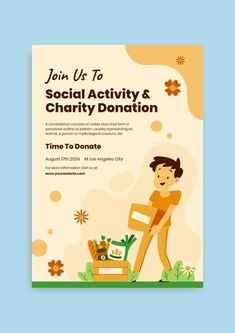 Social Activity and Donation Donation Flyer, Donation Poster, Charity Poster, Charity Work Ideas, Charity Donation, Flyer Layout, Charity Work, Social Activities, Charity Event