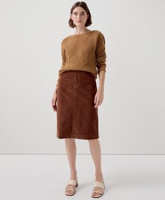 Women’s Modern Corduroy Midi Skirt made with Organic Cotton | Pact Vintage Ivy League, Vardo Wagon, Corduroy Midi Skirt, Cotton Skirts, True Spring, Skirts Short, Basic Wardrobe, Carbon Neutral, Dramatic Look