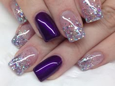 +33 Top Purple Glitter Nails - POLYVORE - Discover and Shop Trends in Fashion, Outfits, Beauty and Home Purple Glitter Nails, Purple Nail Art, Purple Nail Designs, Lavender Nails, Valentine Nails, Nail Design Inspiration, Purple Nail, Nails For Kids, Sparkle Nails