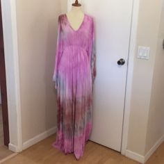 This Is A Brand New Love Tanjane Caftan Dress. Loose Fitting. Soft And Stretchy Material Made Of 92% Rayon And 8% Lycra Blend. Intentionally Raw Edges. One Size, But Realistically Would Work Well For A Size M Or L. About 64.5 Inches In Length. Made In Southern California And Hand Dyed. Price Is Firm. Thanks For Looking. Pink V-neck Boho Dress For Beach Cover-up, Pink V-neck Boho Dress For The Beach, Pink V-neck Bohemian Dress, Pink Floor-length Kaftan For Spring, Pink Floor-length Spring Kaftan, Fitted Long Pink Kaftan, Pink Flowy Floor-length Dress, Flowy Long Sleeve Dresses For Beach Cover-up, Flowy Pink Floor-length Dress