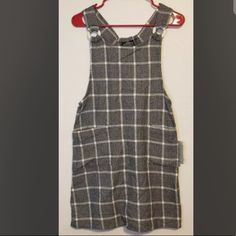 Womens Angie Plaid Overall Pinafore Mini Dress Size Small Sleeveless Plaid Dress With Pockets, Cat Print Dress, Long Sleeve Dresses Fall, Mini Gold Dress, Plus Size Mini Dresses, Beach Mini Dress, Elastic Waist Dress, Paisley Print Dress, Tie Front Dress