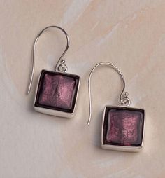 Plum earrings - dangle earrings - purple earrings - Murano glass earrings - square drop earrings - 50th gift for her - earrings for mom____________________________________Dangle earrings handmade with genuine plum coloured Murano glass and sterling silver. These purple earrings feature a square of sumptuous plum coloured Murano glass containing white gold, handset in a sterling silver frame setting by British jewellery designer Claudette Worters.These square drop earrings will make fabulous earr Modern Earrings With Lever Back For Gift, Modern Square Pendant Earrings As Gift, Modern Square Pendant Earrings For Gift, Modern French Hook Jewelry Gift, Modern Purple Jewelry As A Gift, Modern Purple Jewelry For Gifts, Square Pendant Earrings For Gift, Handmade Square Earrings For Gift, Gift Earrings With Square Pendant For Pierced Ears