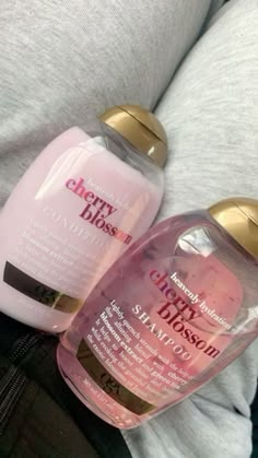 cherry blossom ogx set linked *not my picture Glow Up Pictures, Ogx Conditioner, Cherry Blossom Hair, Fresh Love, Healthy Hair Routine, Skin Care Basics, Hair Set, Hair Wash