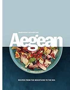 the book cover for aegeann recipes from the mountains to the sea