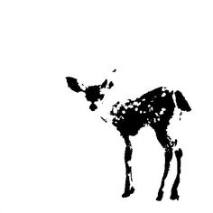 a black and white drawing of a deer