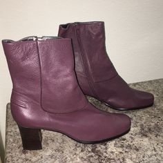 Vintage Limited Edition Genuine Leather Boots Or Booties New But Was In Storage In Excellent Exterior Condition Interior Is In Good Condition Some Flaws... Was For $449 And I Bought It On Sale For I Think $250 Some Leather Peeling On The Inside It Isn’t Major Though! Only A Few Areas This Is An Excellent Price For The Current Condition Of The Boots! Left Boot Has 3 Peeling Areas Right Has Only 2 Areas. These Areas Don’t Look Like They Are Spreading. Everything Else I Touched Seems Intact Purple Leather Boots With Round Toe, Purple Leather Ankle-high Boots, Fall Purple Ankle Heeled Boots, Purple Ankle Heeled Boots For Fall, Formal Purple Boots, Purple Round Toe Boots For Fall, Fall Purple Round Toe Boots, Casual Purple Pointed Toe Boots, Casual Purple Boots For Fall