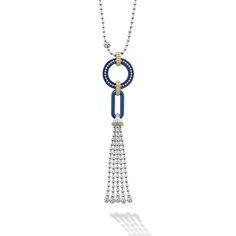 A LAGOS exclusive. An ultramarine ceramic tassel pendant with 18K gold and sterling silver Caviar beading forms this statement necklace. Tassels, Beading, Statement Necklace, 18k Gold, Pendant Necklace, Ceramics, Beads, Sterling Silver, Chain