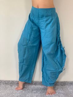 "Cotton Soft Rope Pants, Lady Pants, Light Weight Women Pants If you are looking for some pants that you can wear everywhere, comfortable, relax and Easy to wear. Cotton Soft Pants is Answer!! Nice gift for yourself or your lover Approx. Measurements: Waist 40\" Length 37\" Hip 48\" Inseam 28\" Ankle 12\" FRONT RISE: Measure from the center of the crotch to the top of the waist = 11\" - Condition: Brand new without tags. 100% Cotton - Made in Thailand Shipping & Handling * Parcels will be sh Comfortable Full Length Harem Pants With Loosely Fitted Hips, Comfortable Full Length Harem Pants, Casual Ankle-length Parachute Pants For Yoga, Comfortable Full-length Harem Pants With Pockets, Blue Baggy Comfortable Bottoms, Comfortable Full-length Cotton Harem Pants, Cotton Tapered Leg Yoga Pants, Comfortable Baggy Pants For Yoga, Cotton Yoga Pants With Tapered Leg