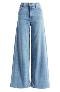 Cut from featherweight nonstretch denim, these full-length jeans feature the brand's widest silhouette yet to bring drama to your warm-weather wardrobe. 31 1/2" inseam; 24" leg opening; 12 1/2" front rise; 15 1/2" back rise (size 29) Zip fly with button closure Five-pocket style 92% cotton, 6% polyester, 2% spandex Machine wash, line dry Imported Light Jeans Wide Leg, Wide Cut Jeans, Cute Wide Leg Jeans, Mid Rise Wide Leg Jeans, Trending Pants, Trending Jeans, Aesthetic Pants, Jean Wide Leg, Denim Aesthetic