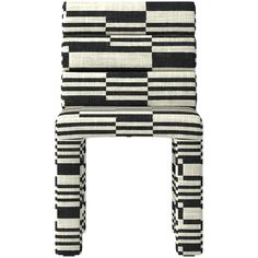 a black and white striped chair on a white background