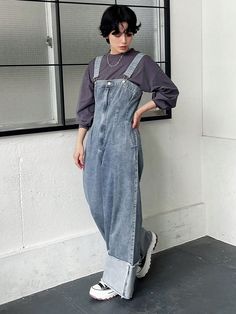 Women's Plain Minimalist Casual Denim Bib Pants Light Wash Casual  Sleeveless Denim Colorblock,Plain Overall Non-Stretch  Women Clothing, size features are:Bust: ,Length: ,Sleeve Length: Baggy Womens Pants, Overalls Wide Leg, Overalls Street Style, Farmer Overalls, Jeans Dress Outfit, Style Salopette, Trans Fashion, Artist Clothing, Baggy Overalls