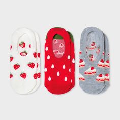 Strawberry Print Clothes, Trendy Cheap Bags With Strawberry Print, Strawberry Socks, Cute Red Cotton Socks, Red Hearts Socks, Target Brands, Heel Grips, Strawberry Print, Liner Socks