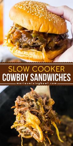 slow cooker cowboy sandwiches are the perfect way to use up leftover pulled pork