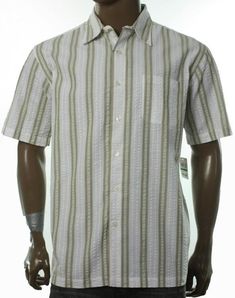 BRAND NEW MENS VAN HEUSEN SHIRT 100% Guaranteed Authentic with tag. Button front closure. Left chest pocket. Pleated back. Straight hem with side vents. 60% Cotton, 40% Polyester. Retail price $50. Machine washable. M - Neck 15- 15.5, Armpit to armpit 23.5", Shoulders 19.5", Length 30.5". (Approx)  Please note: Every monitor displays colors and shades differently according to its type, brand, settings and even age. Please contact before order the item if you couldn't accept any bit color differe Seersucker Shirt, Van Heusen, Working Hours, Mens Vans, Short Sleeve Button, White Beige, Chest Pocket, Casual Button Down Shirt, Men Casual