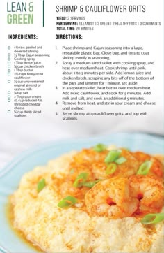 the recipe for shrimp and cauliflower grits