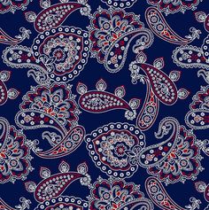 a blue and red paisley print fabric