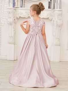 A-line Lace Satin Floor-length Flower Girl Dress Blushing Pink / 3T Product Code: 226987         Notes: Lace color will be as pictured no matter which color is picked for your dress.             Fabric: Lace,Satin             Silhouette: A-line             Neckline: Scoop Neck             Sleeve: Sleeveless             Hemline/Train: Floor-length             Back Style: Back Zip