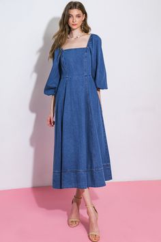 Spring Denim Dress With Square Neck, Spring Square Neck Denim Dress, Medium Wash Denim Dress With Square Neck, Square Neck Denim Dress, Spring Denim Dress With Square Neck In Medium Wash, Spring Medium Wash Denim Dress With Square Neck, Spring Medium Wash Square Neck Denim Dress, Spring Square Neck Medium Wash Denim Dress, Casual Denim Dresses With Square Neck